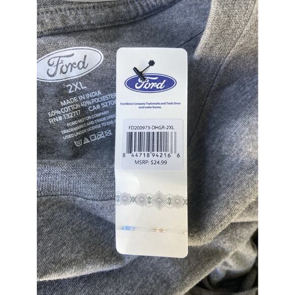 FORD Vehicle Gray BUILT FORD TOUGH Logo Crewneck Graphic Tshirt Tee 2XL NEW NWT - Picture 4 of 5